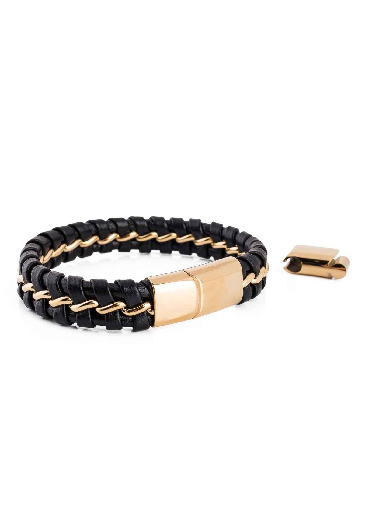 Adeptus Leather Bracelet - Gold Black