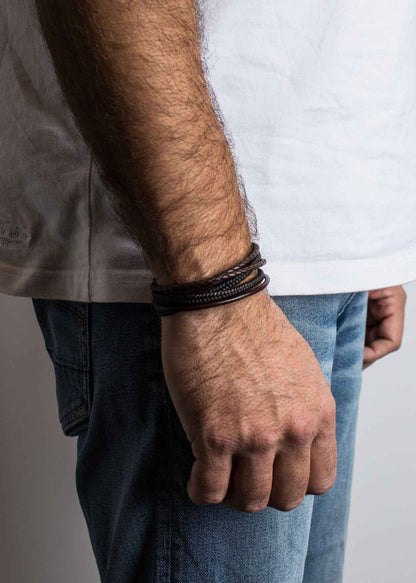 Ambush Synthetic Leather Bracelet - Black Brown