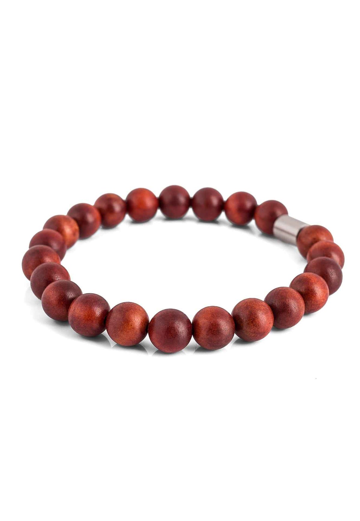 Artem Wood Bracelet - Sandalwood -Red-Brown - Silver