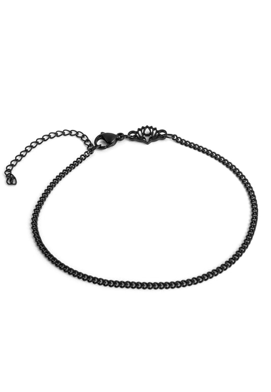 Cuban Chain Bracelet Matte Black 2 mm
