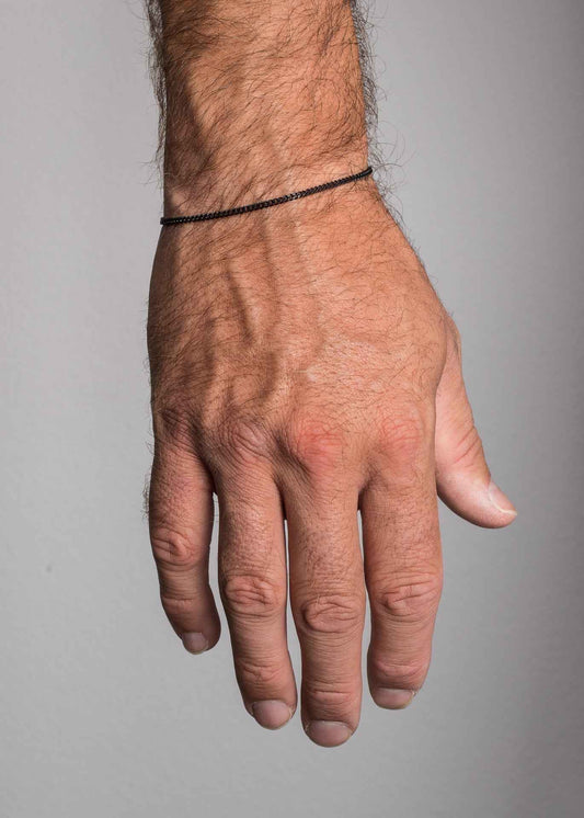 Cuban Chain Bracelet Matte Black 2 mm