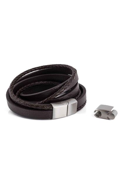 Dark Matter Synthetic Leather Bracelet - Silver Brown