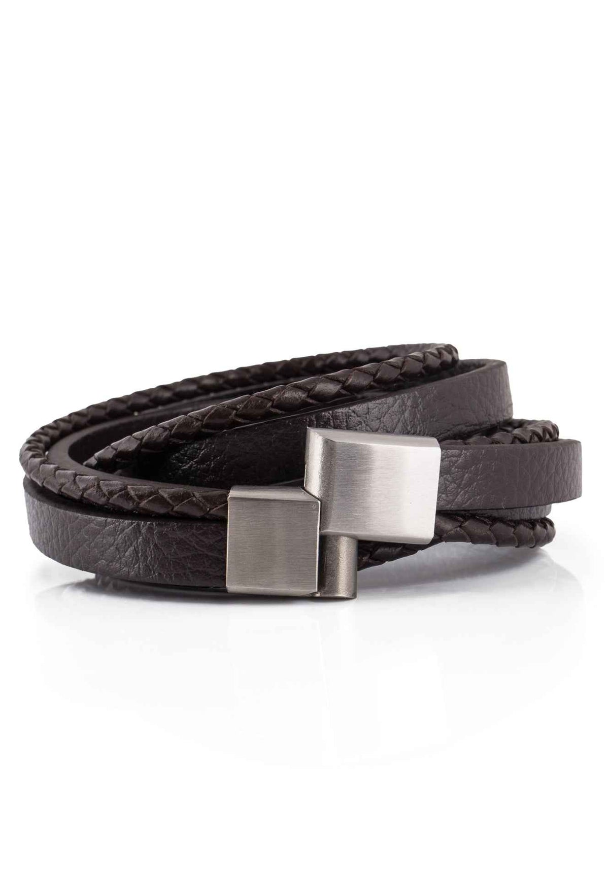 Dark Matter Synthetic Leather Bracelet - Silver Brown