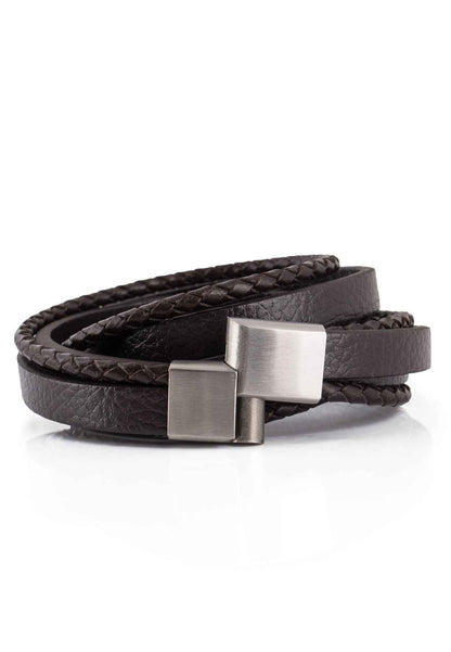 Dark Matter Synthetic Leather Bracelet - Silver Brown