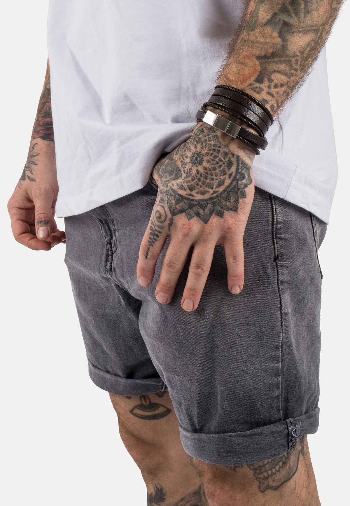 Dark Matter Synthetic Leather Bracelet - Silver Brown