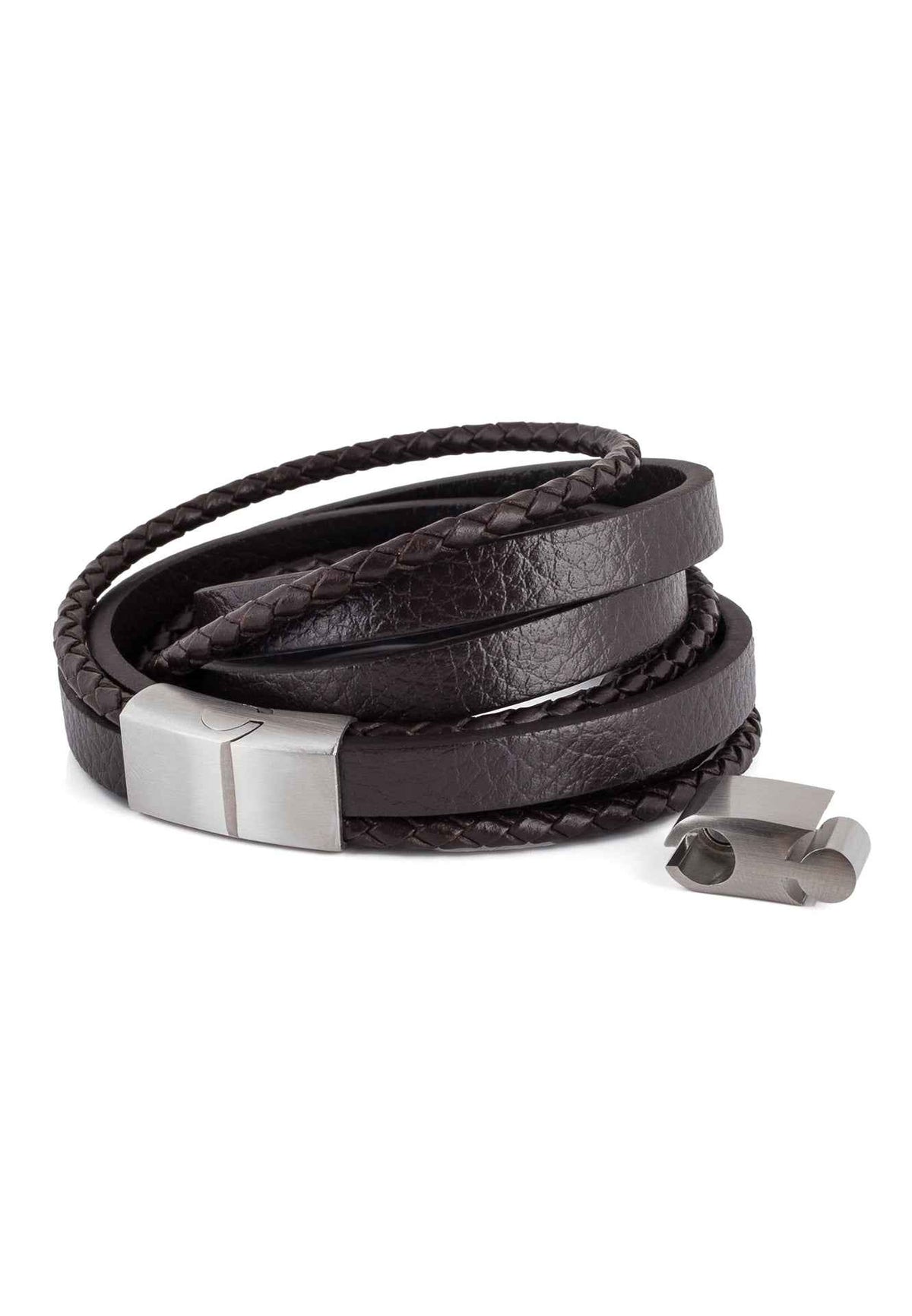Dark Matter Synthetic Leather Bracelet - Silver Brown