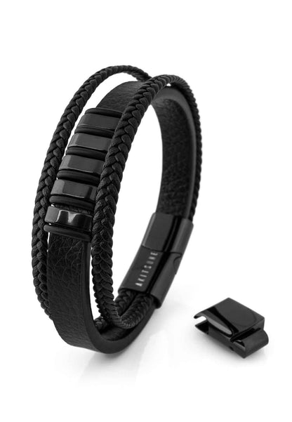Fabula Leather Bracelet - Black Black