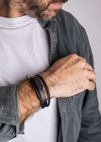 Fabula Leather Bracelet - Black Black