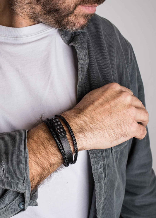 Fabula Leather Bracelet - Black Black
