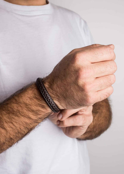 Fides Leather Bracelet Matte Black - Brown