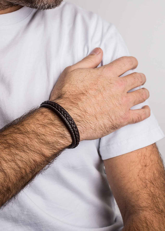 Fides Leather Bracelet Matte Black - Brown