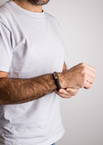 Fides Leather Bracelet Matte Silver - Brown