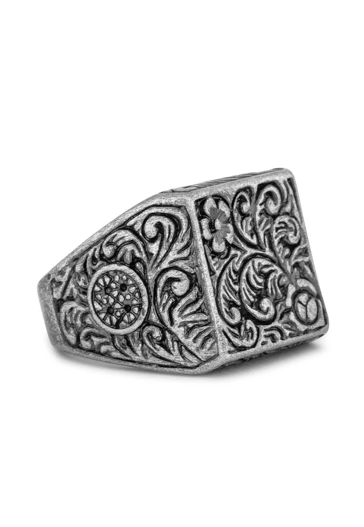 Floral Ring Antique Silver