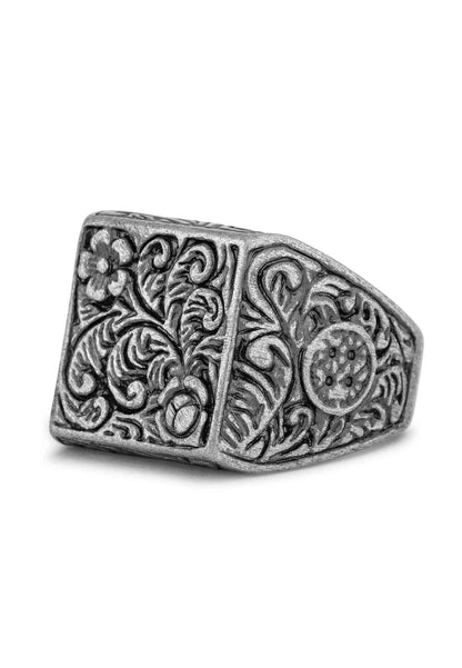 Floral Ring Antique Silver