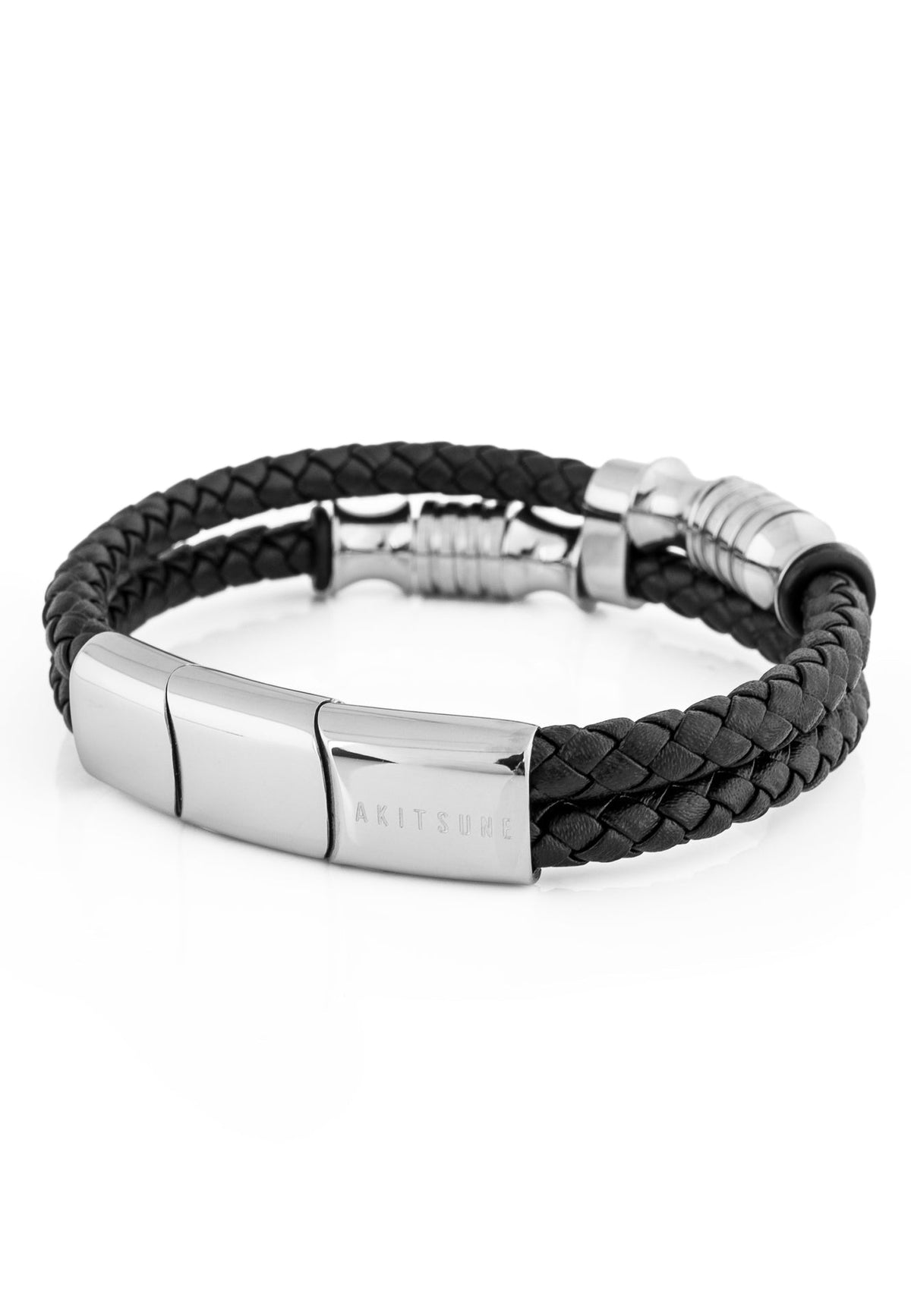 Gracilitas Leather Bracelet Silver - Black