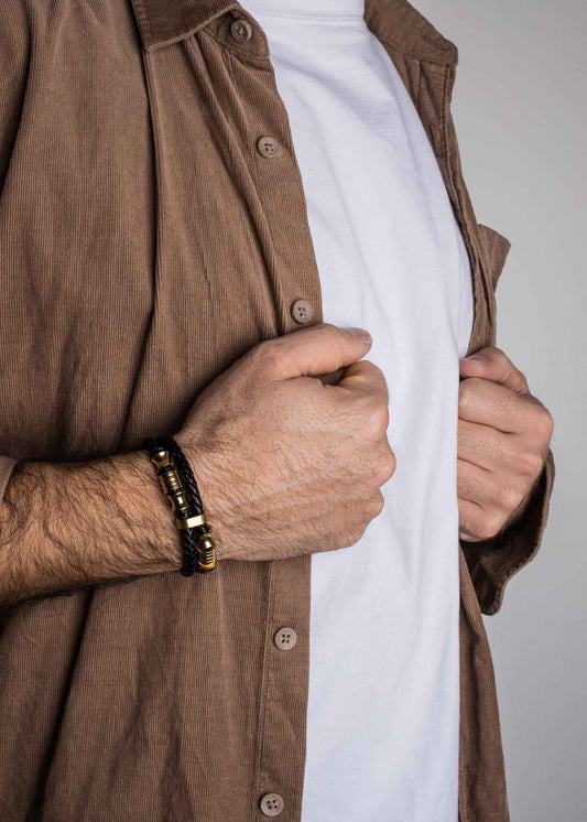 Gracilitas Leather Bracelet Gold - Black