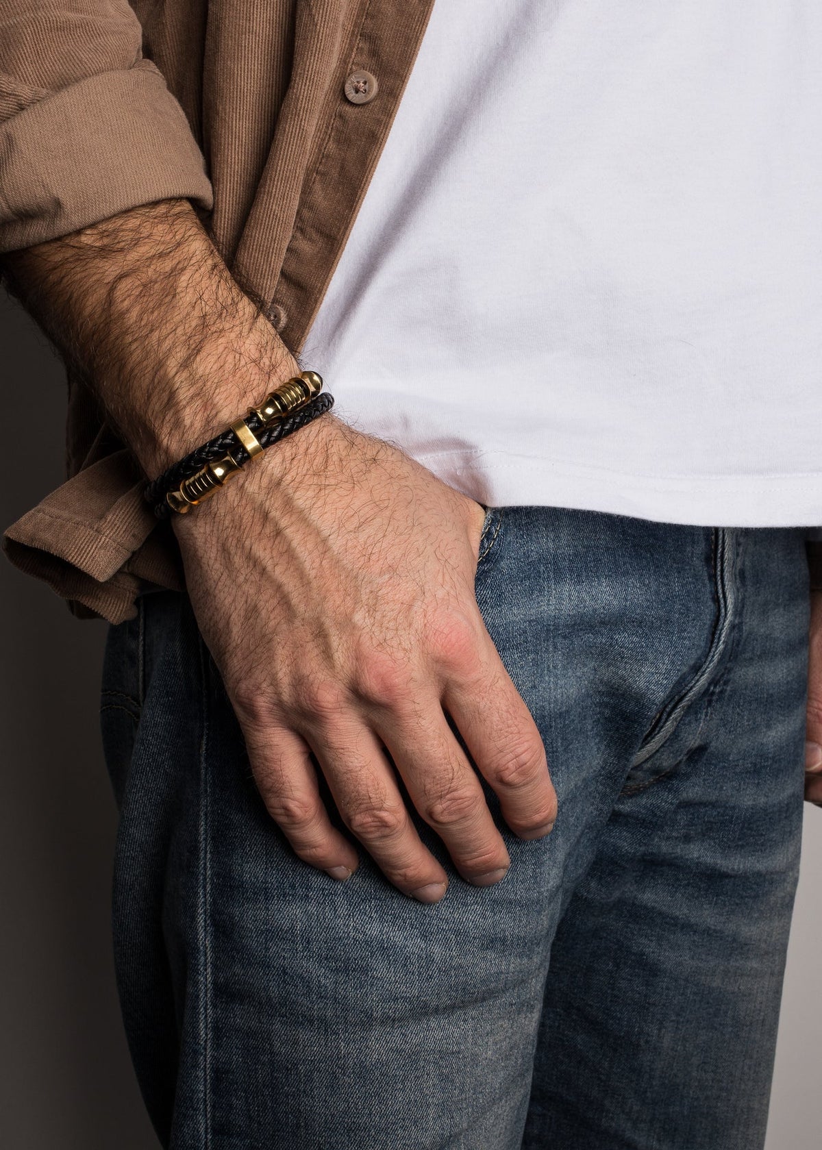Gracilitas Leather Bracelet Gold - Black