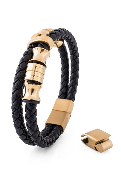 Gracilitas Leather Bracelet Gold - Black