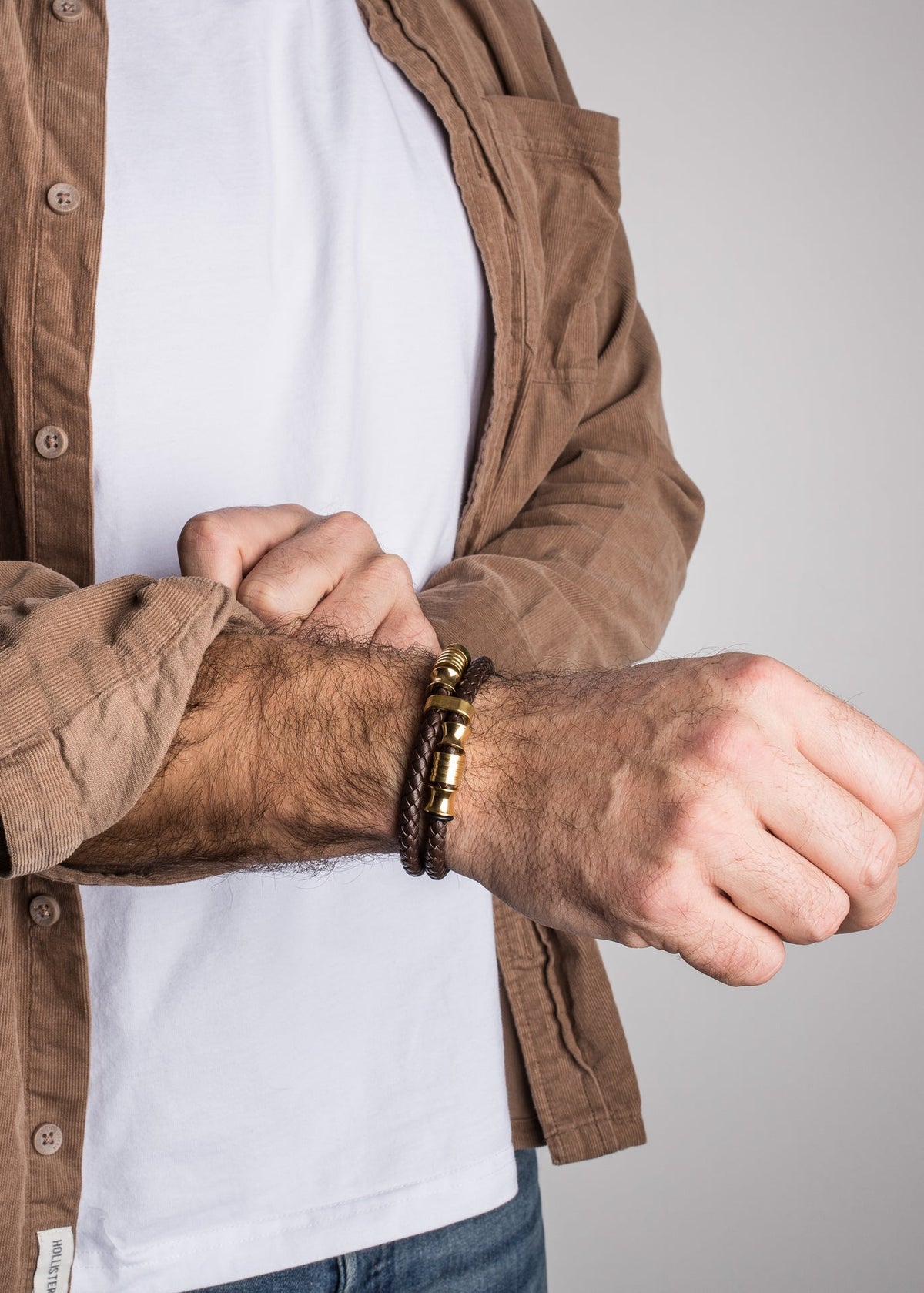 Gracilitas Leather Bracelet Gold - Brown