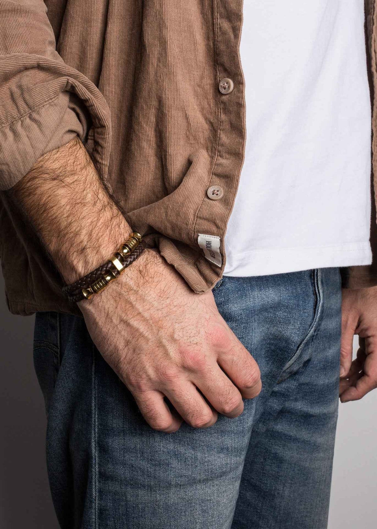 Gracilitas Leather Bracelet Gold - Brown
