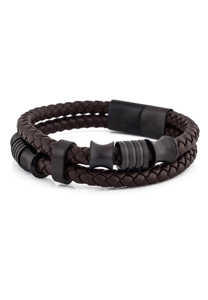Gracilitas Leather Bracelet Matte Black - Brown