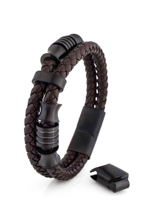 Gracilitas Leather Bracelet Matte Black - Brown
