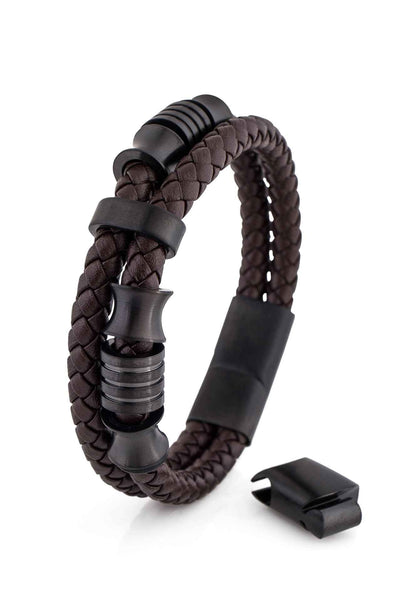 Gracilitas Leather Bracelet Matte Black - Brown