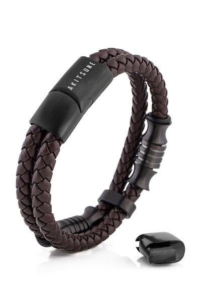 Gracilitas Leather Bracelet Matte Black - Brown