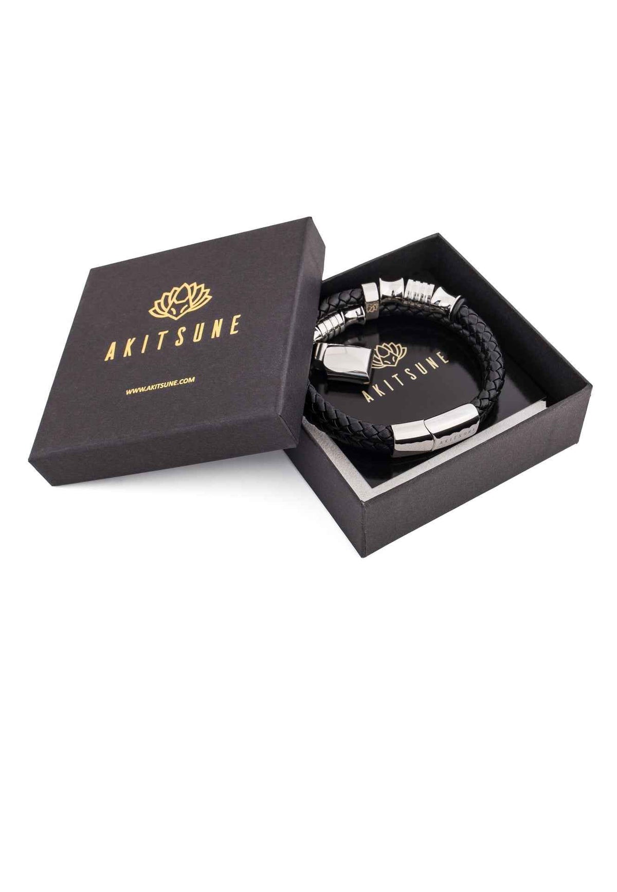 Gracilitas Leather Bracelet Silver - Black