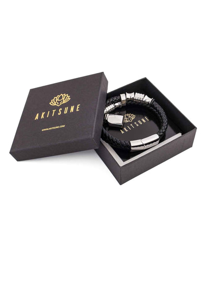 Gracilitas Leather Bracelet Silver - Black