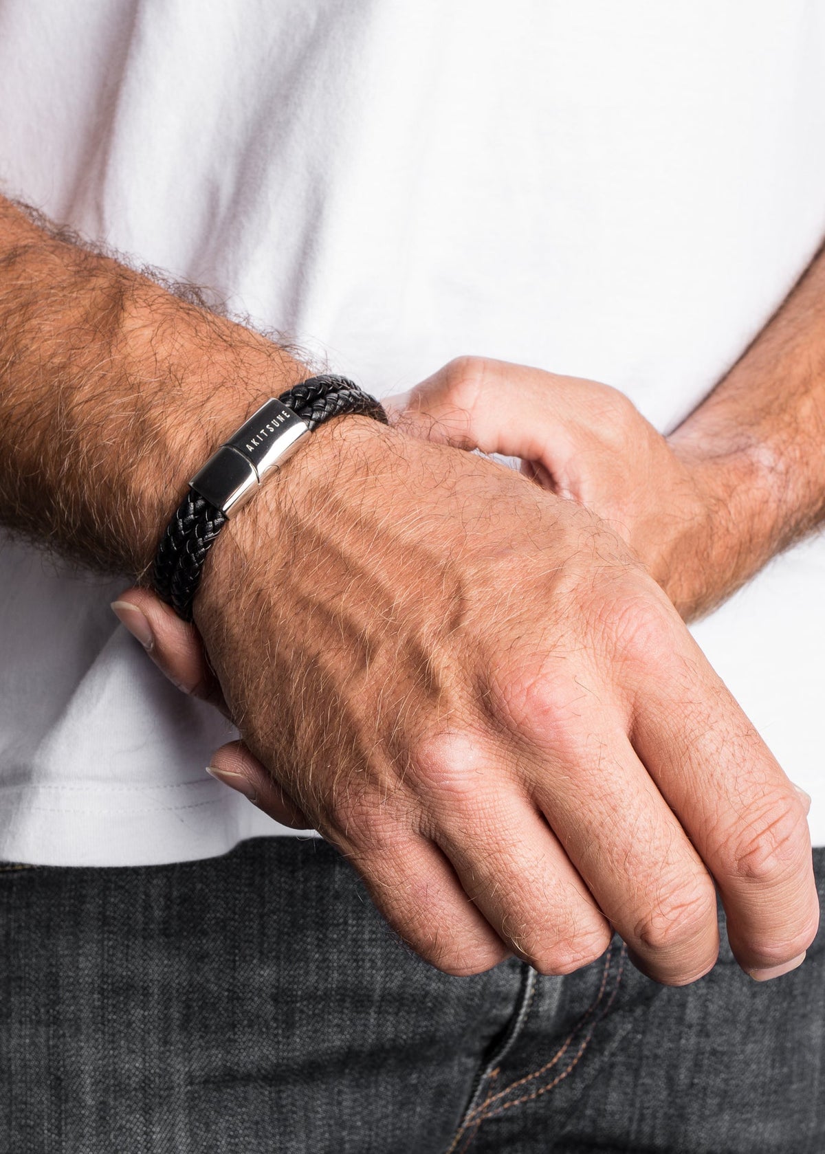 Gracilitas Leather Bracelet Silver - Black