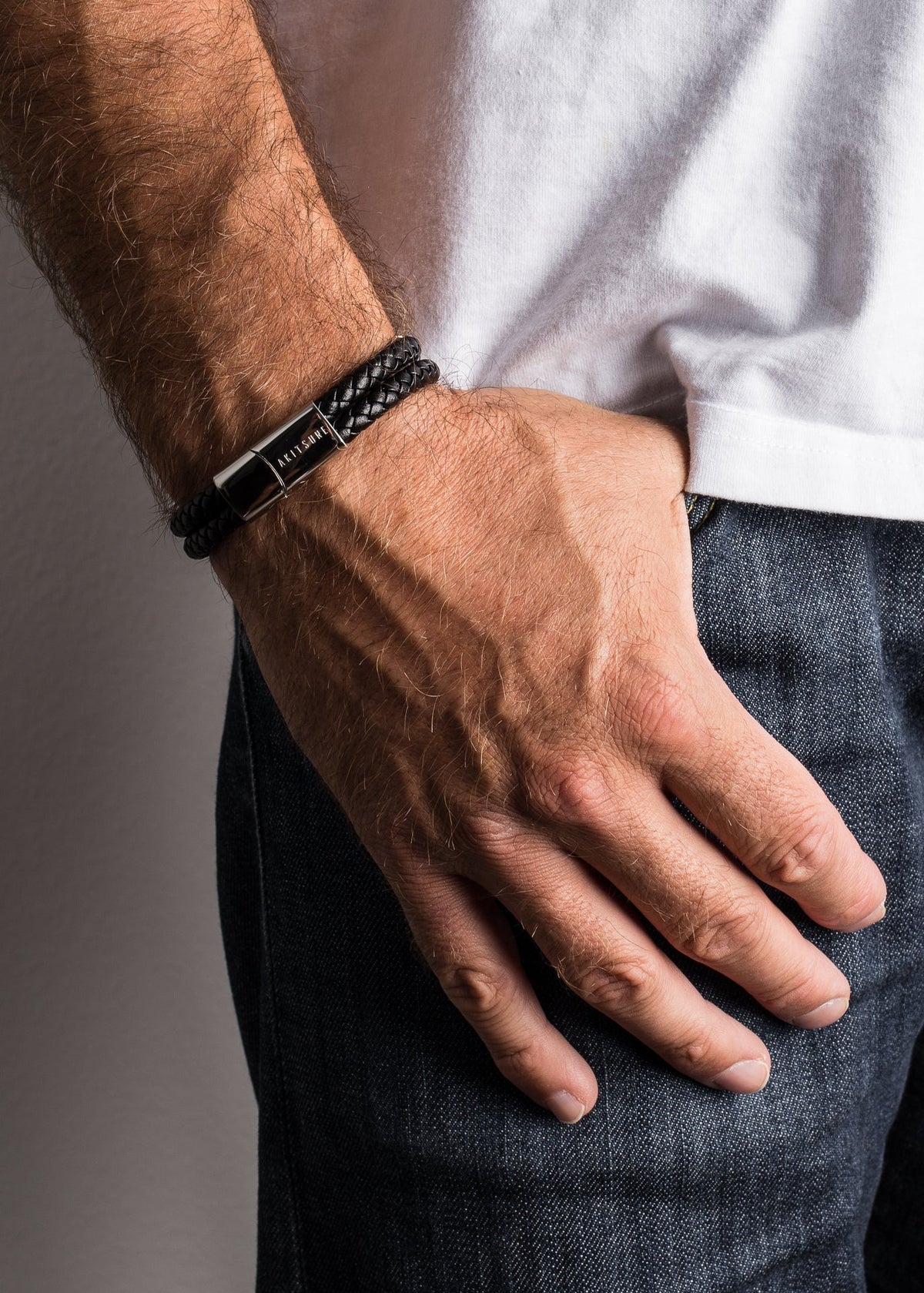 Gracilitas Leather Bracelet Silver - Black