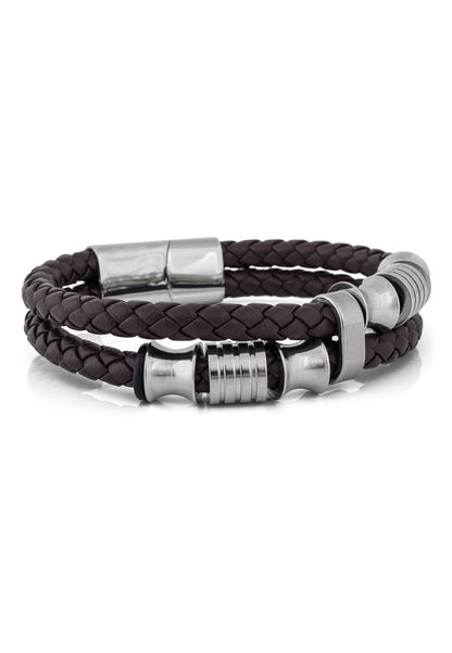 Gracilitas Leather Bracelet Silver - Brown