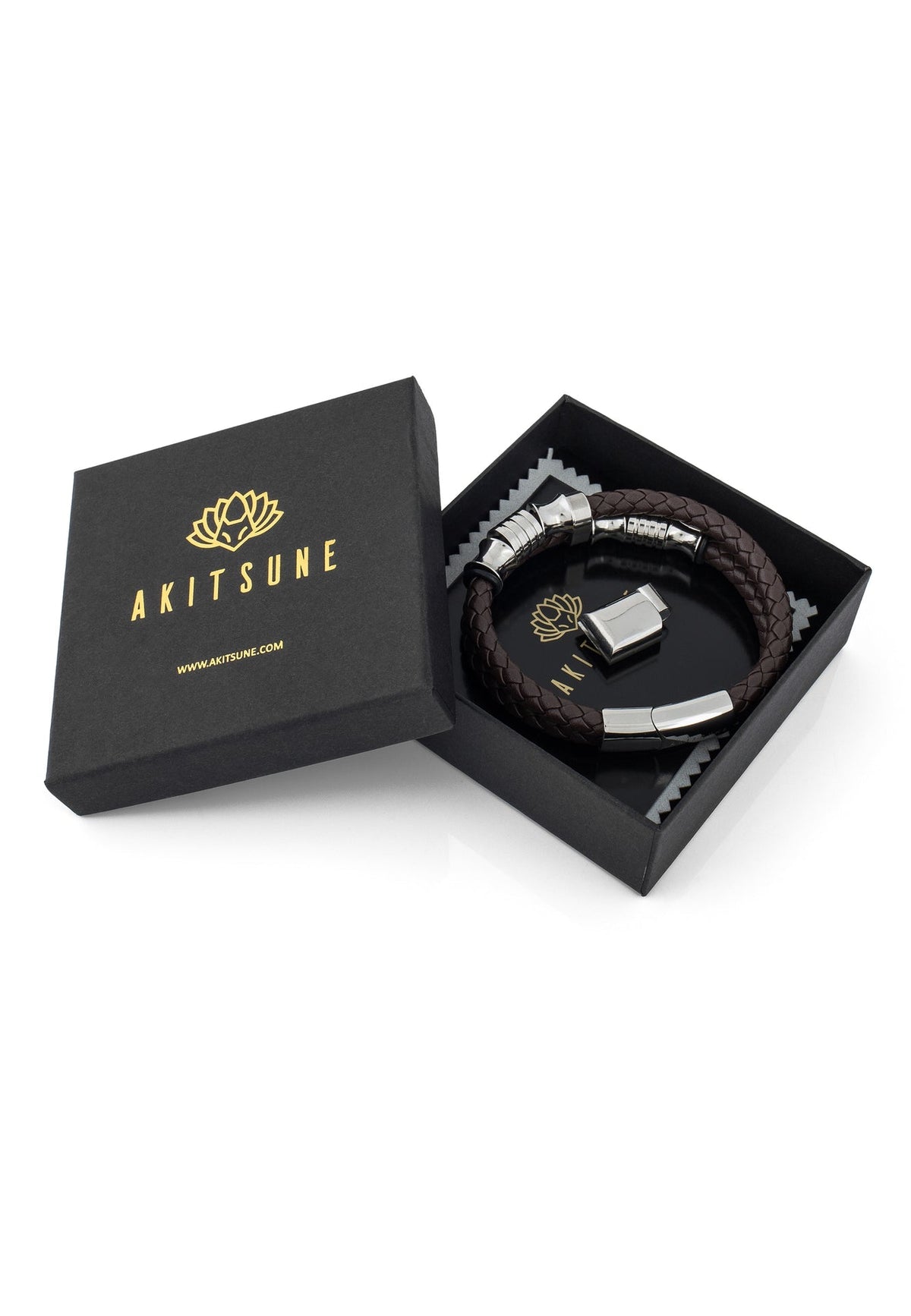 Gracilitas Leather Bracelet Silver - Brown