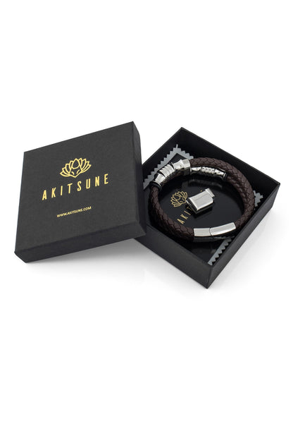 Gracilitas Leather Bracelet Silver - Brown