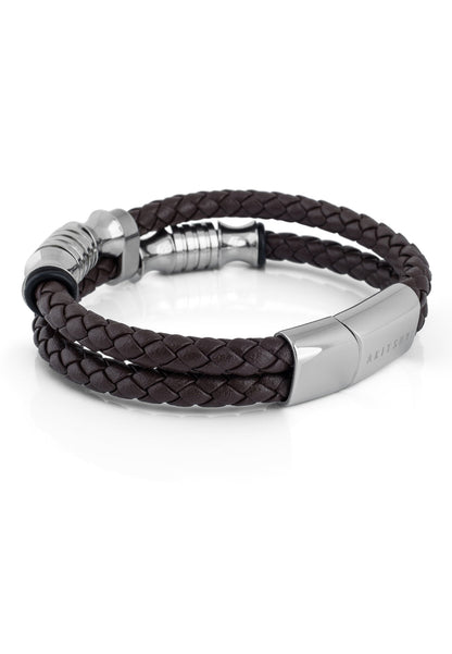 Gracilitas Leather Bracelet Silver - Brown