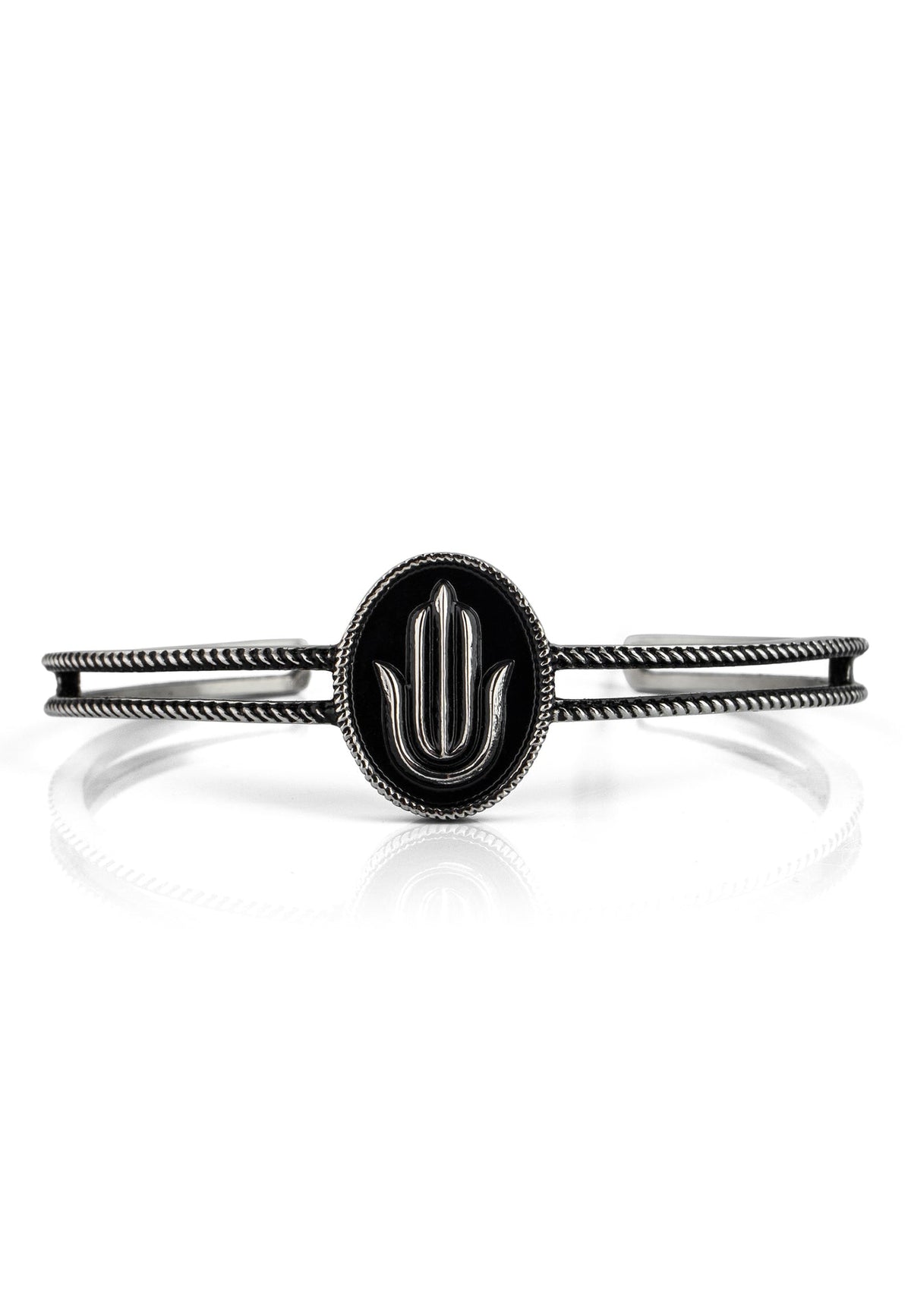 Hamsa Bangle Antique Silver