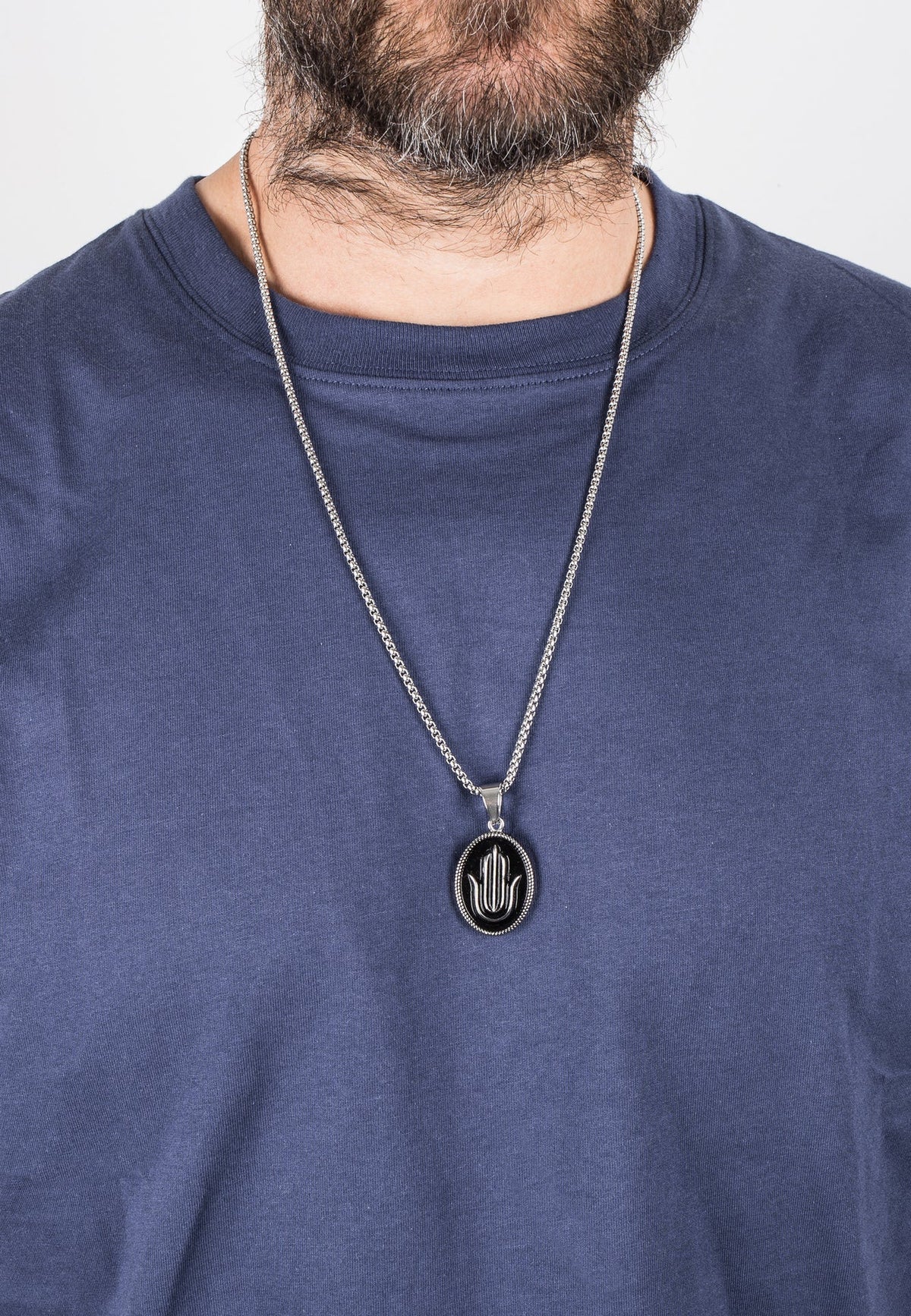 Hamsa Pendant / Necklace Silver 70 cm