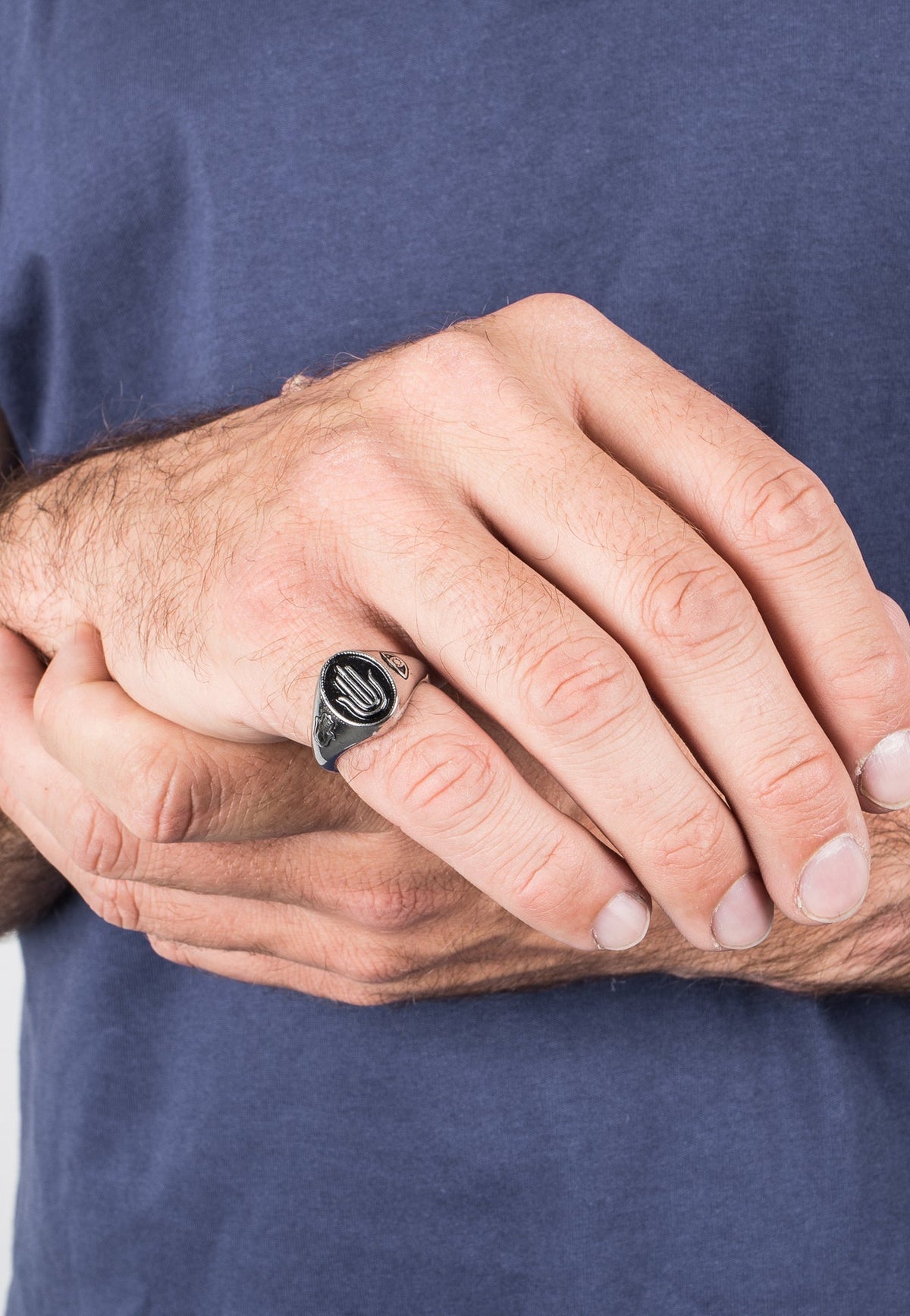 Hamsa Ring Antique Silver