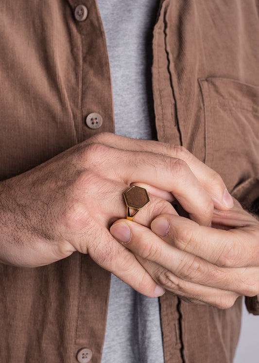 Lignum Ring Gold-Wood