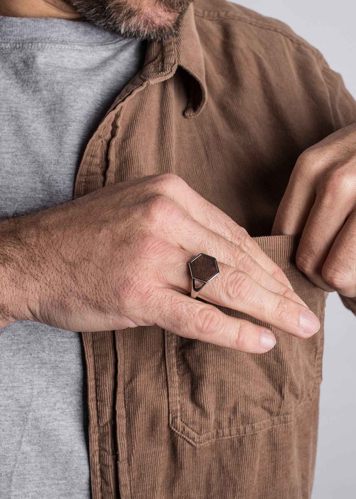 Lignum Ring Silver-Wood