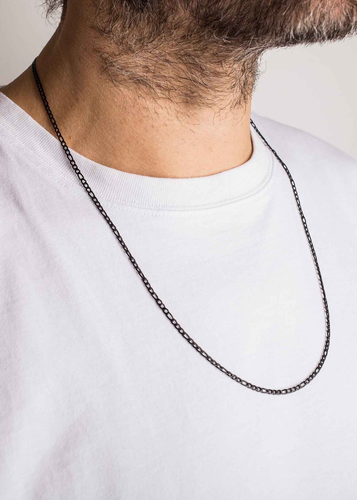 Figaro Chain Magnas Matte Black - 70cm - 3mm