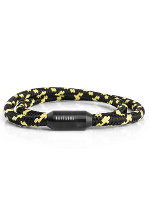 Mare Nylon Bracelet Matte Black - Black-Yellow