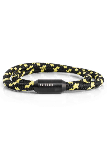 Mare Nylon Bracelet Matte Black - Black-Yellow