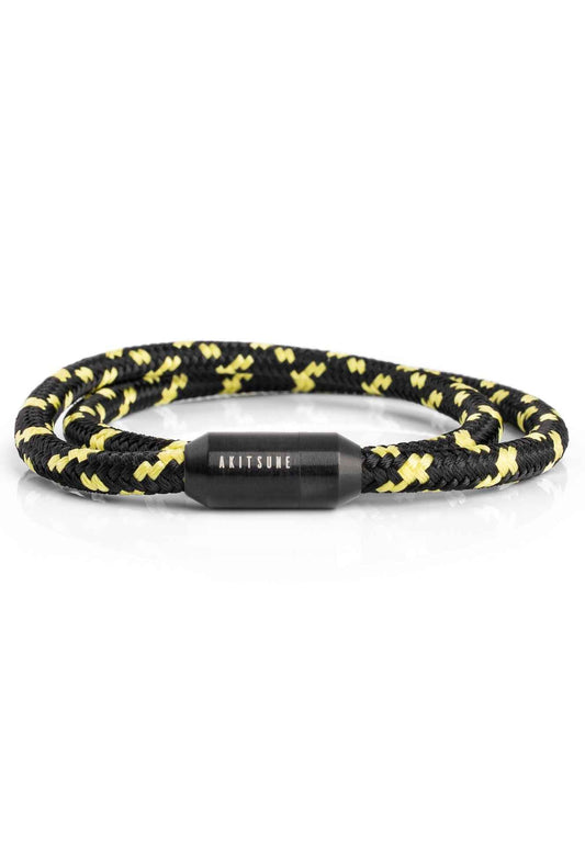 Mare Nylon Bracelet Matte Black - Black-Yellow