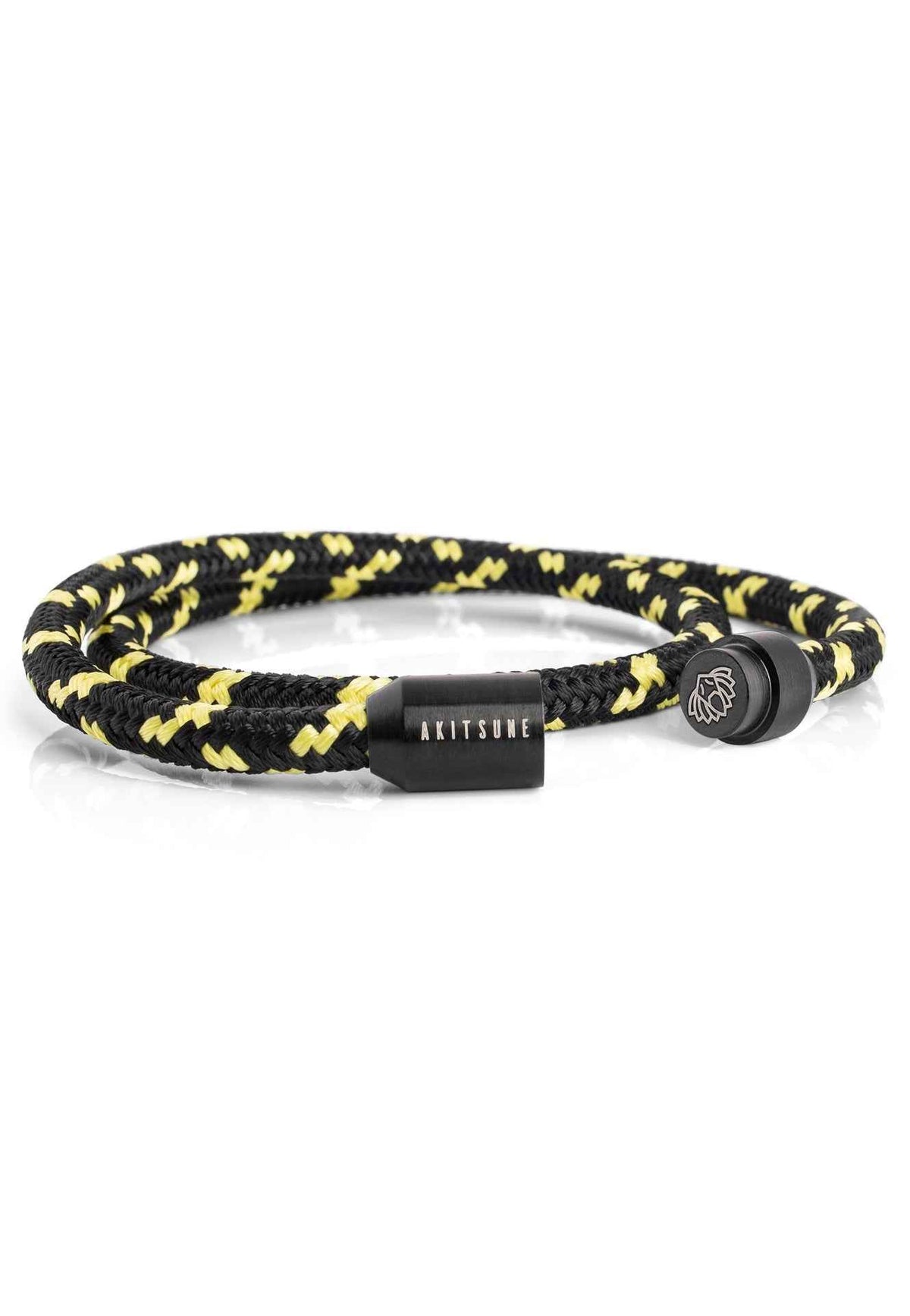 Mare Nylon Bracelet Matte Black - Black-Yellow