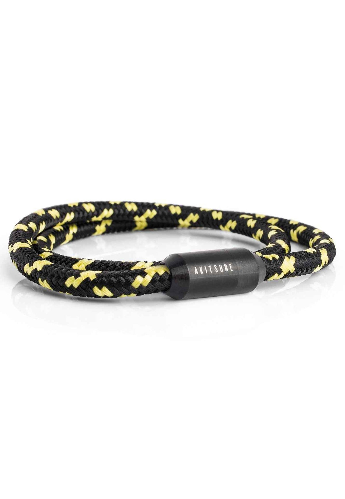 Mare Nylon Bracelet Matte Black - Black-Yellow