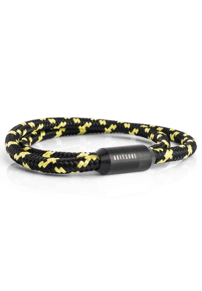 Mare Nylon Bracelet Matte Black - Black-Yellow