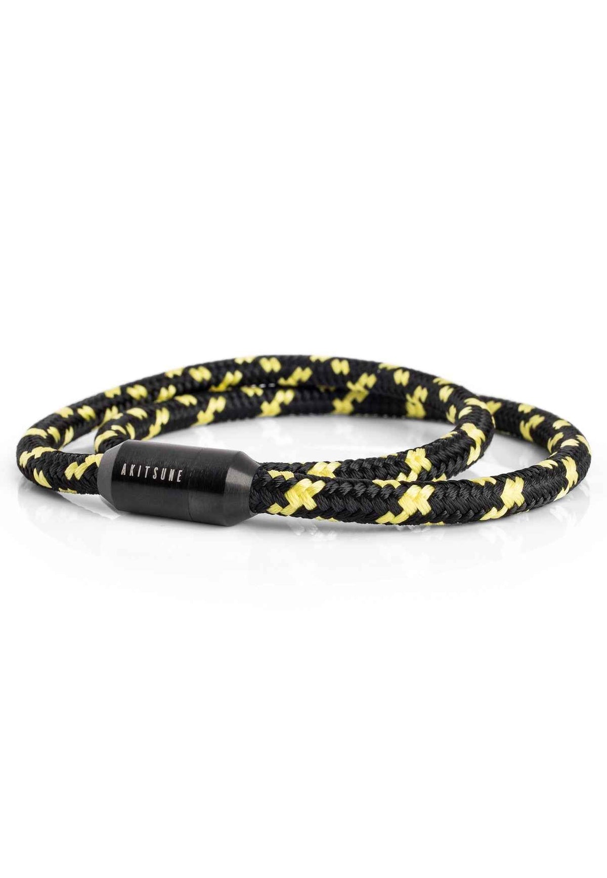 Mare Nylon Bracelet Matte Black - Black-Yellow