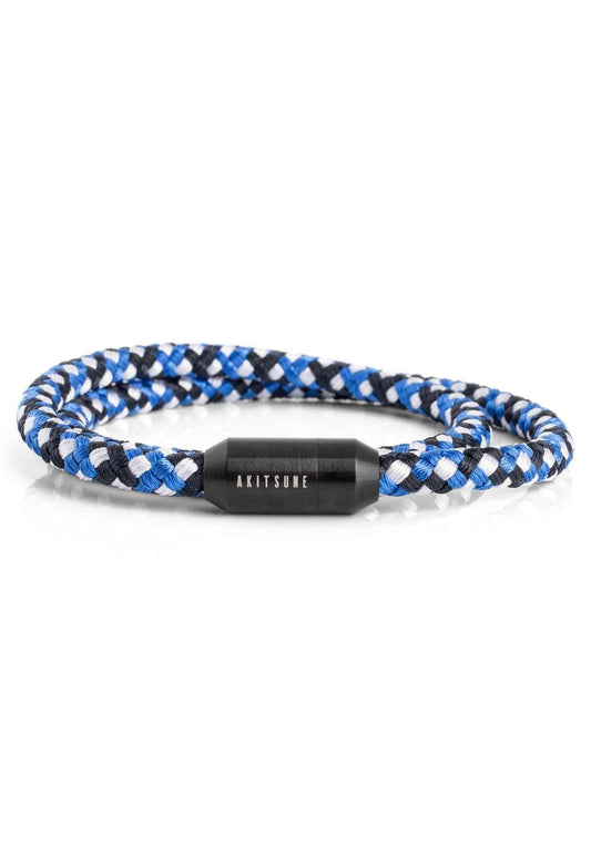Mare Nylon Bracelet Matte Black - Blue-White